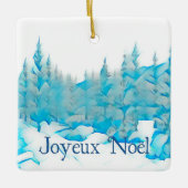Ornement En Céramique Snowy Blue Trees - Joyeux Noël (Devant)