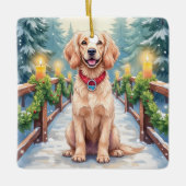 Ornement En Céramique Snowy Bridge Boykin Spaniel Christmas Art (Devant)