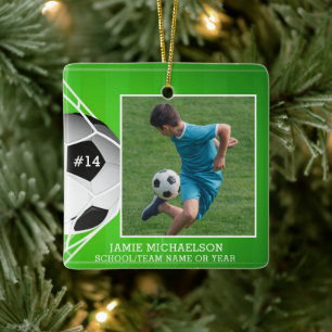 Ornement En Céramique Soccer Football Photo Personalized