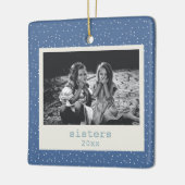 Ornement En Céramique Soeurs Simple moderne Points Bleus Customisés Phot (Gauche)