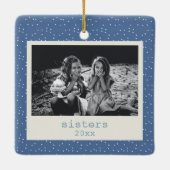 Ornement En Céramique Soeurs Simple moderne Points Bleus Customisés Phot (Dos)