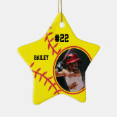 Ornement En Céramique Softball Nom Jersey Numéro photo (Droite)