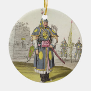 Ornement En Céramique Soldat chinois dans la pleine robe de bataille,