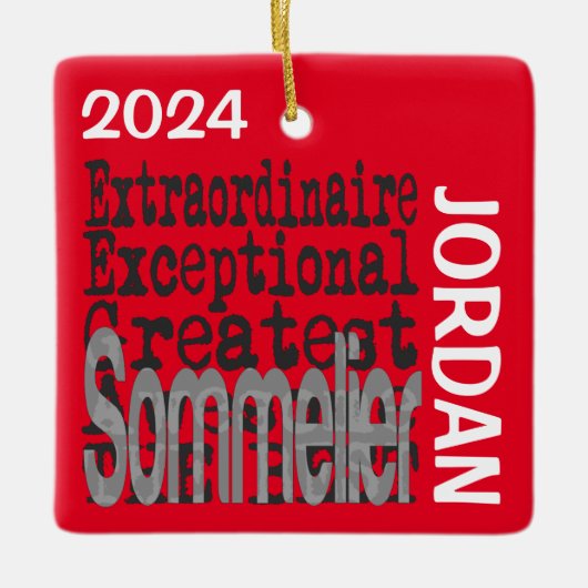 Ornement En Céramique Sommelier Extraordinaire CUSTOM (Devant)