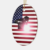 Ornement En Céramique Soudeuse et drapeau américain (Gauche)