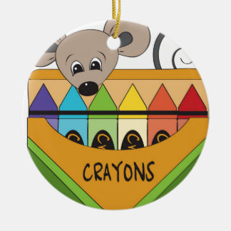Ornement En Céramique souris avec des crayons