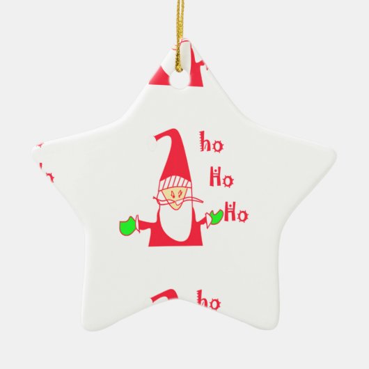 Ornement En Céramique Souris caricature amusante Collection Père Noël. (Devant)