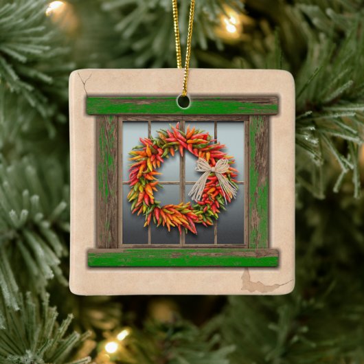 Ornement En Céramique Southwest Festive Chile Wreath Window Personalized (Arbre)