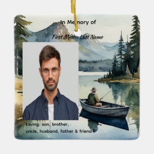 Ornement En Céramique Souvenir mémorial chrétien Pêche Lac dans un batea