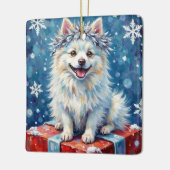 Ornement En Céramique Sparkling American Eskimo Dog Festive Gift Cushion (Gauche)