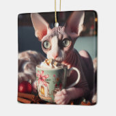 Ornement En Céramique Sphynx Chocolat Chaud Chat Noël (Gauche)