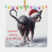 Ornement En Céramique Sphynx torréfaction des châtaignes Noël (Devant)