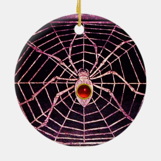 Ornement En Céramique SPIDER ET WEB Rouge Ruby Noir (Dos)