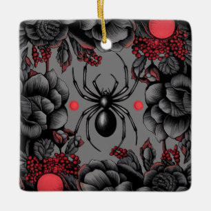 Ornement En Céramique Spider Floral design style gothique