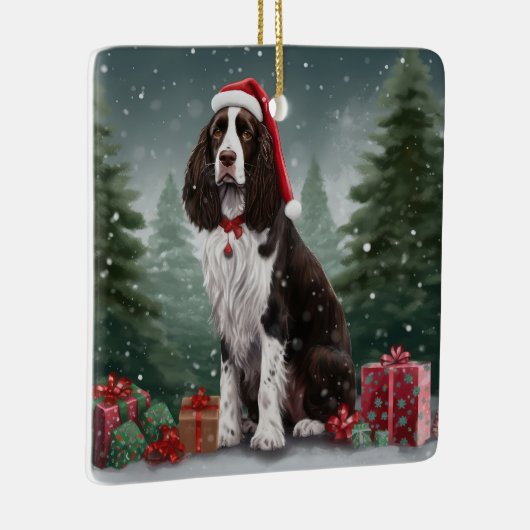 Ornement En Céramique Springer Spaniel Chien dans la neige Noël (Droite)