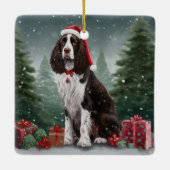 Ornement En Céramique Springer Spaniel Chien dans la neige Noël (Dos)