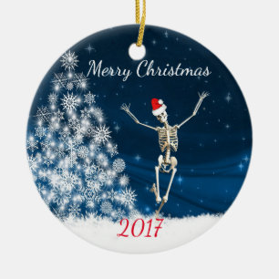 Ornement En Céramique Squelette avec le Père Noël "Noël 20xx"