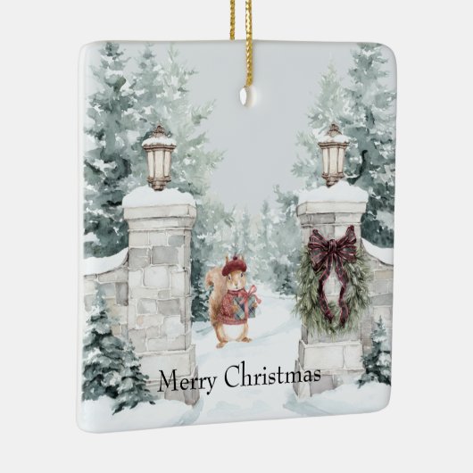 Ornement En Céramique Squirrel Red Coat Snow Christmas (Droite)