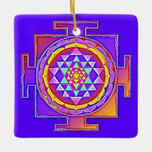 Ornement En Céramique Sri Yantra - Symbole hindouiste Design 1