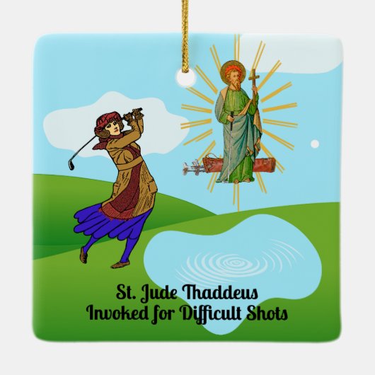 Ornement En Céramique SS. Andrew & Jude avec 2 Golfeuses (Dos)