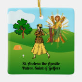 Ornement En Céramique SS. Andrew & Jude avec 2 Golfeuses (Devant)