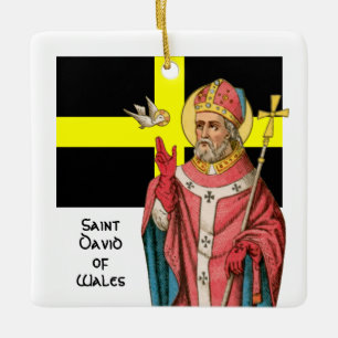 Ornement En Céramique St David du Pays de Galles (P 001), son drapeau et