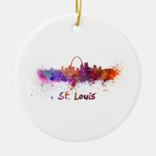 Ornement En Céramique St Louis skyline in watercolor