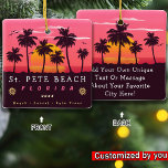 Ornement En Céramique St. Pete Beach Floride Retro Sunset Palm Trees 80s<br><div class="desc">St. Pete Beach Florida Vintage 60s Souvenirs. Saint Petersburg Beach Florida - Retro Tropical Palm Tree 60s Souvenirs design Vintage fait un grand cadeau de Noël ou d'anniversaire pour les fans de la plage de St. Pete. Le design rétro de l'ambiance estivale est un cadeau parfait pour les amateurs de...</div>