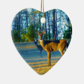 Ornement En Céramique Stade / Buck Deer, Ciel bleu clair (Droite)