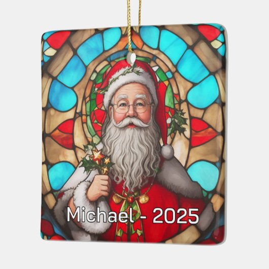 Ornement En Céramique Stained Glass Santa Claus Portrait (Gauche)