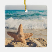 Ornement En Céramique Starfish sur une plage de sable Photo (Devant)