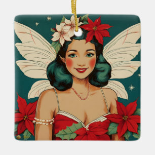 Ornement En Céramique Starlette Pin-Up Rétro Tropical Noël des Années 50