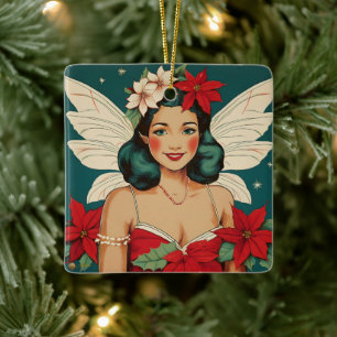 Ornement En Céramique Starlette Pin-Up Rétro Tropical Noël des Années 50
