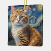 Ornement En Céramique Starry Night Art with a Cat (Gauche)