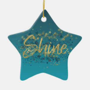 Ornement En Céramique Stars Gold Blue Shine