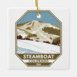 Ornement En Céramique Station de ski de bateau à vapeur Winter Colorado<br><div class="desc">Bateau à vapeur Design d'art hivernal présentant le paysage hivernal.</div>