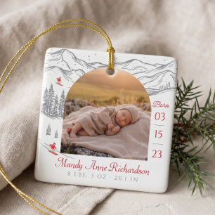 Ornement En Céramique Statistiques de naissance de bébé en hiver nordiqu