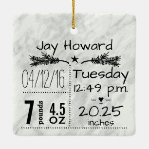 Ornement En Céramique Statistiques de naissance de bébé Enregistrement d