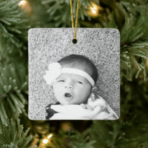 Ornement En Céramique Statistiques de naissance de bébé Photo de Noël