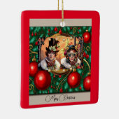 Ornement En Céramique Steampunk Deux Coeurs Noël (Droite)