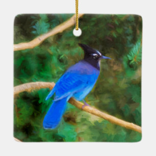 Ornement En Céramique Steller's Jay Painting - Art original pour oiseaux