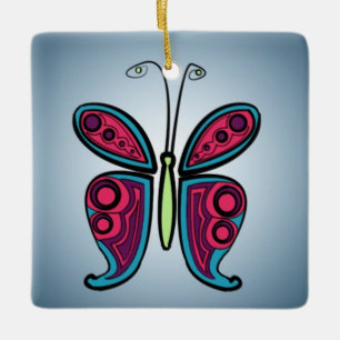 Ornement En Céramique Sticker rond papillon classique