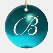 Ornement En Céramique STORK BÉBÉ GARÇON DOUCHE 2 MONOGRAM Blue Aquamarin (Dos)