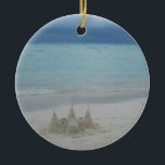 Ornement En Céramique Stormy Sandcastle Beach Landscape<br><div class="desc">Quelque chose d'un peu différent - une photo d'un château de sable (fait par moi, soit dit en passant) sur le point d'être détruit par une tempête qui arrive. C'est un peu plus sombre que d'habitude, mais intéressant - espérons que vous appréciez. Consultez notre magasin pour plus de photos de...</div>