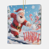 Ornement En Céramique Striking Santa Bowling Candy Cane Lane Personalize (Gauche)