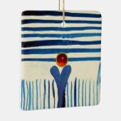 ORNEMENT EN CÉRAMIQUE STRIPES BLEUS ET RUBY ROUGE (Droite)