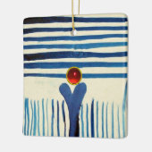 ORNEMENT EN CÉRAMIQUE STRIPES BLEUS ET RUBY ROUGE (Gauche)