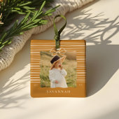 Ornement En Céramique Stripes modernes de Noël Bow garde-photo Wavy