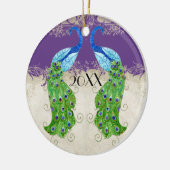 Ornement En Céramique Style Art Déco Peacock Purple n Crème Dentelle Vin (Gauche)