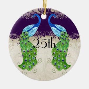 Ornement En Céramique Style Art Déco Peacock Vintage dentelle foncé viol